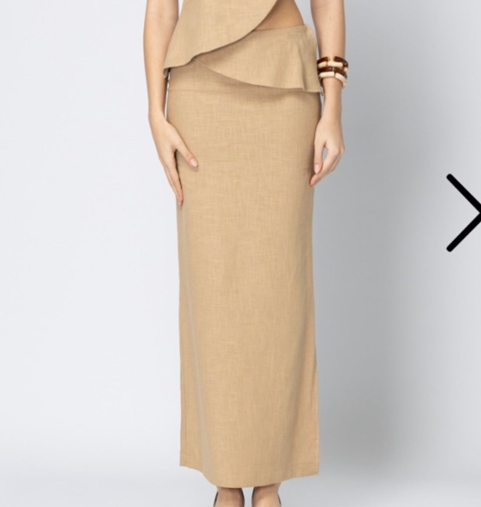 Beige elyse linen skirt Baroc Boutique