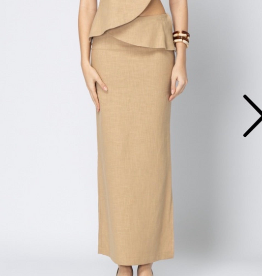 Beige elyse linen skirt Baroc Boutique