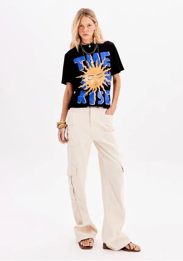 Beige Full-length cargo pants Baroc Boutique
