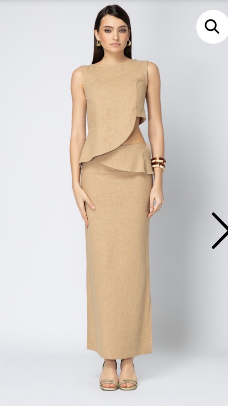 Beige linen asymmetric top Baroc Boutique