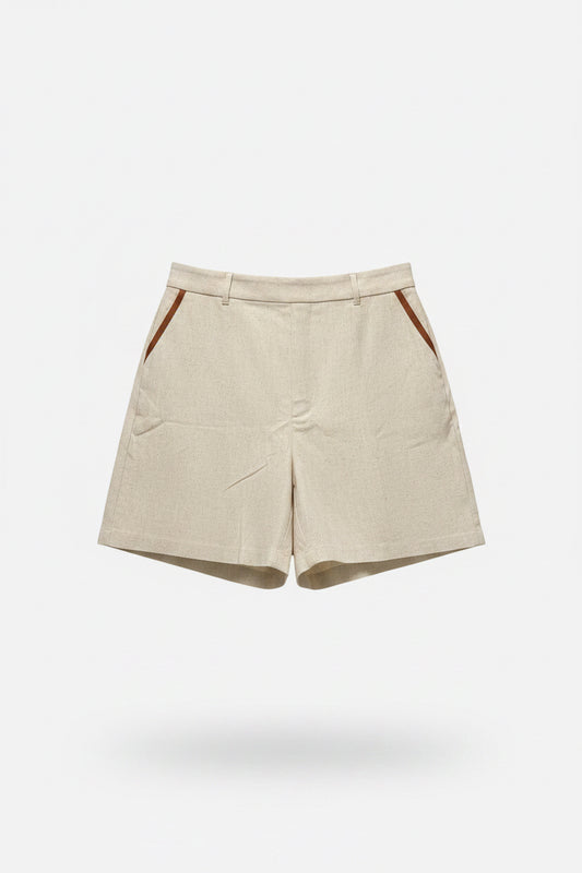 Beige linen high waisted short Baroc Boutique