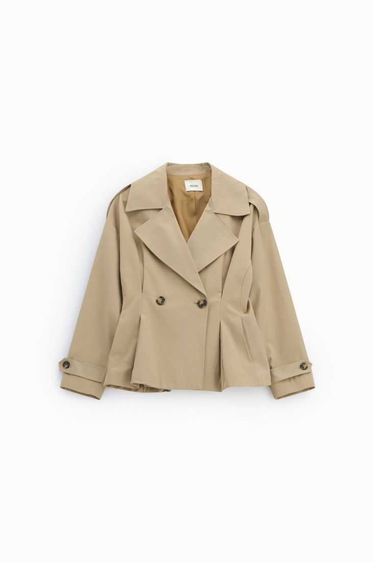 Beige short double breasted blazer with darts Baroc Boutique