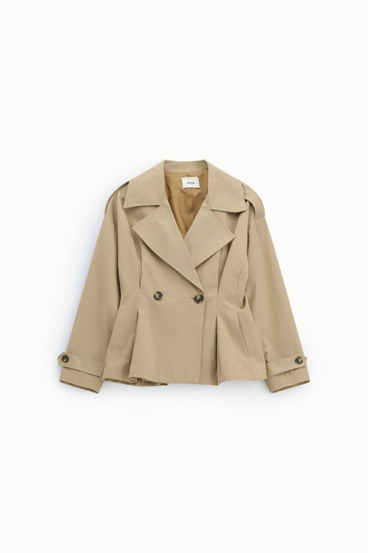 Beige short double breasted blazer with darts Baroc Boutique