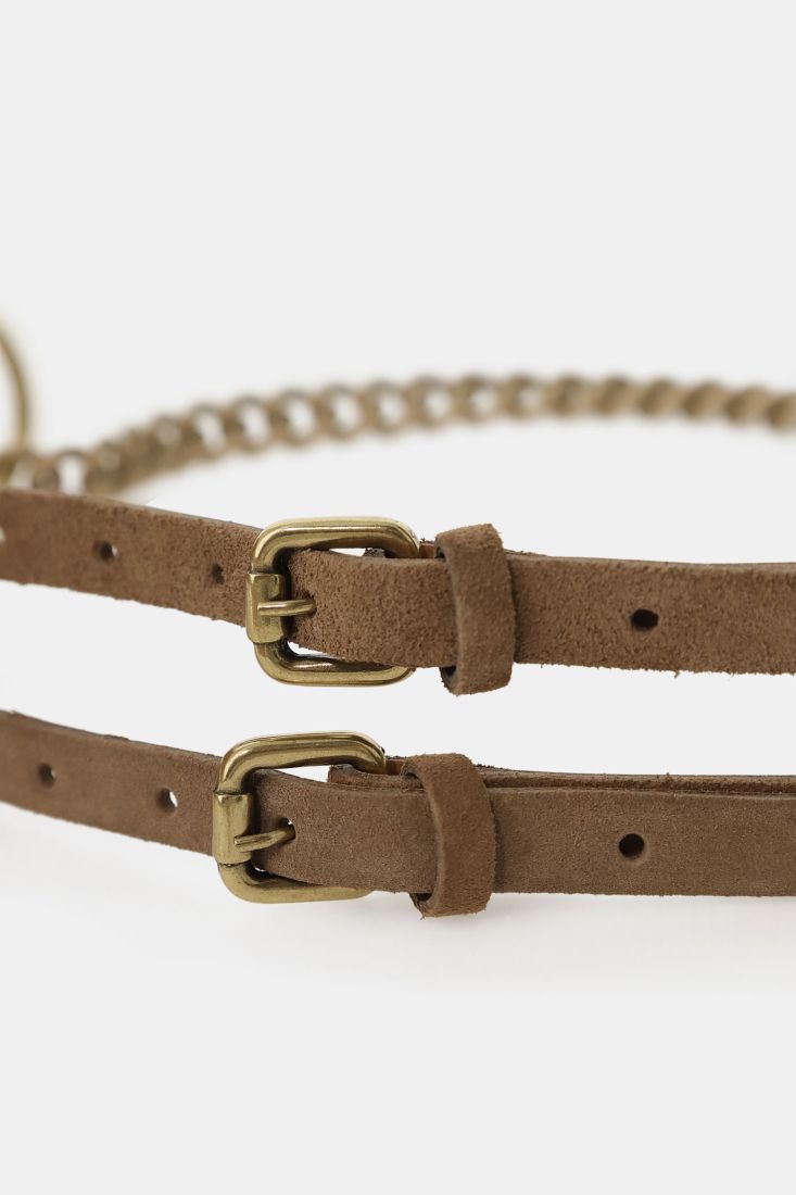 Belt double buckle with metal chain detail Baroc Boutique