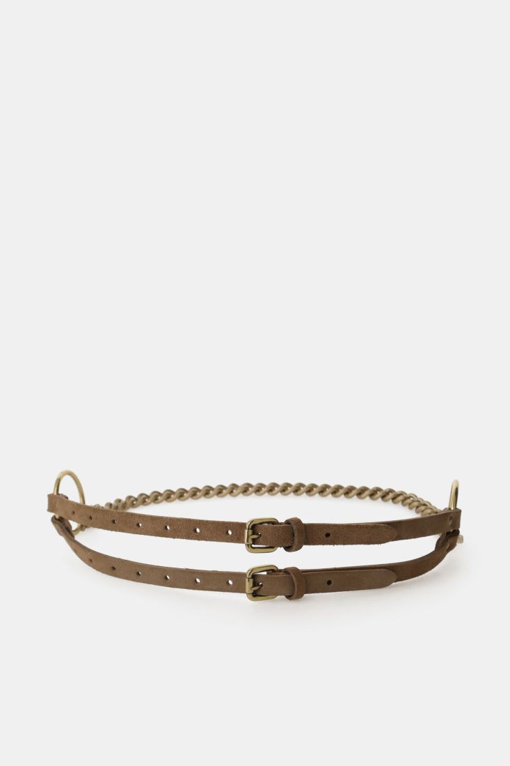 Belt double buckle with metal chain detail Baroc Boutique
