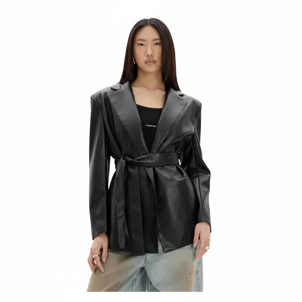 Bicolor oversized faux leather blazer Baroc Boutique