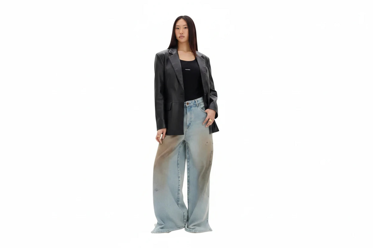 Bicolor oversized faux leather blazer Baroc Boutique