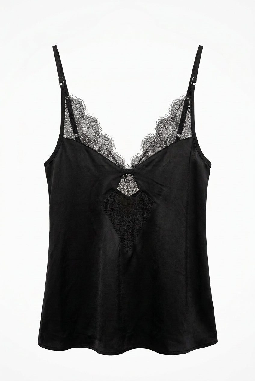 Black blouse with straps and lace Baroc Boutique