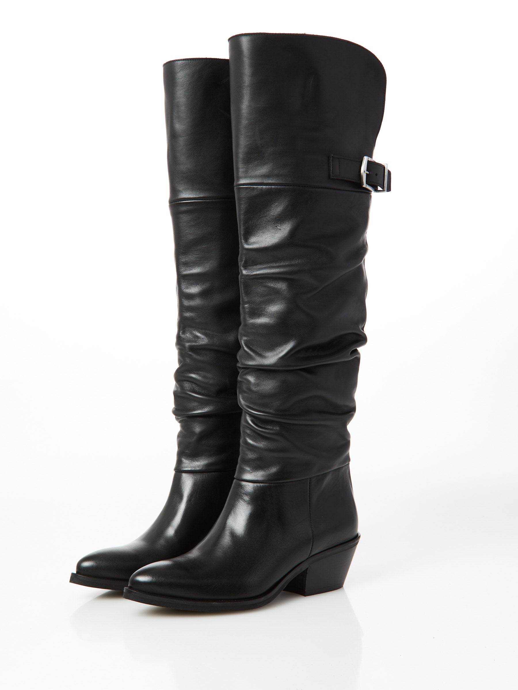 Black leather cowboy boots Baroc Boutique
