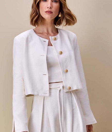 Black waist long round neck jacket Baroc Boutique