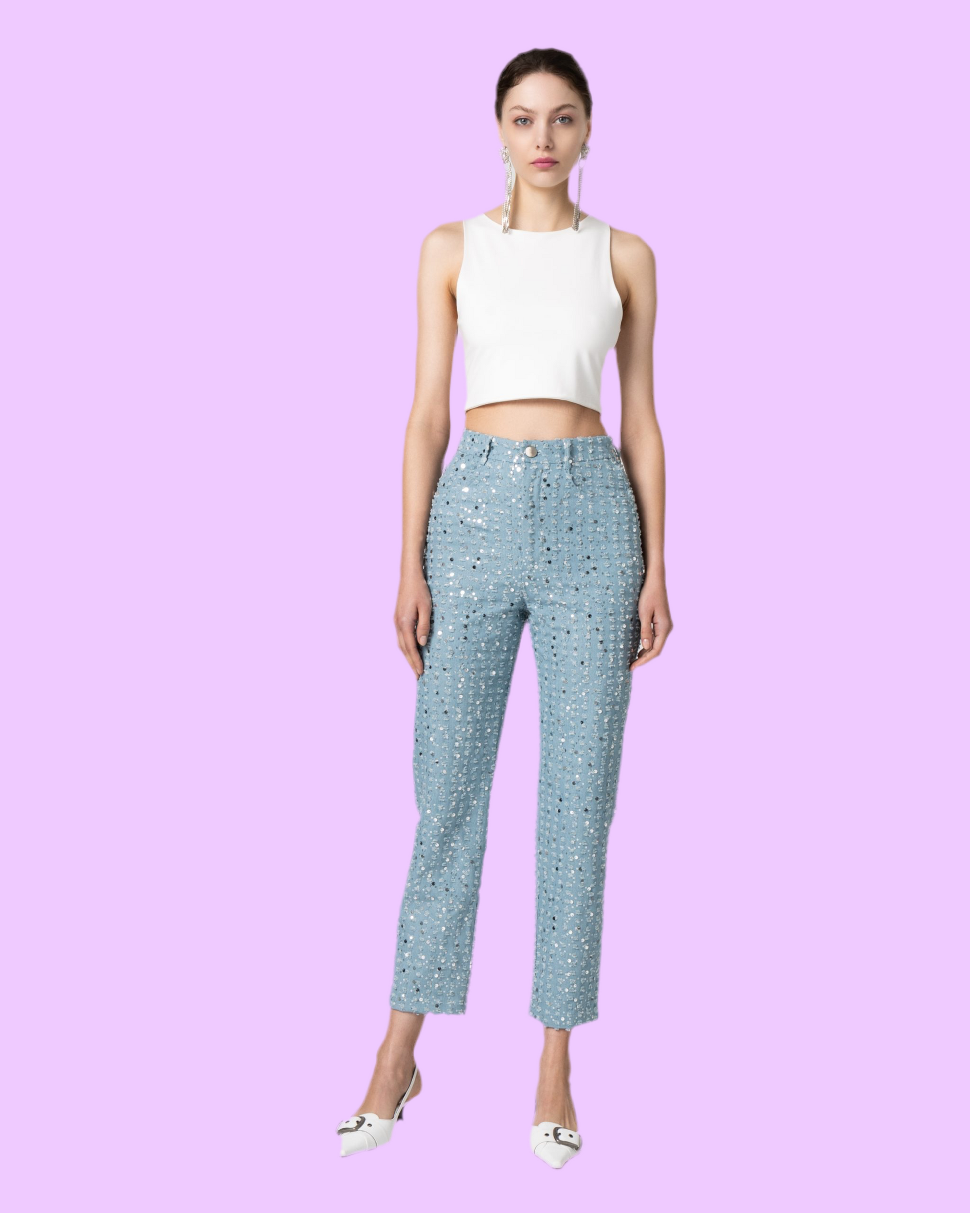 Blair denim sequin pants Baroc Boutique