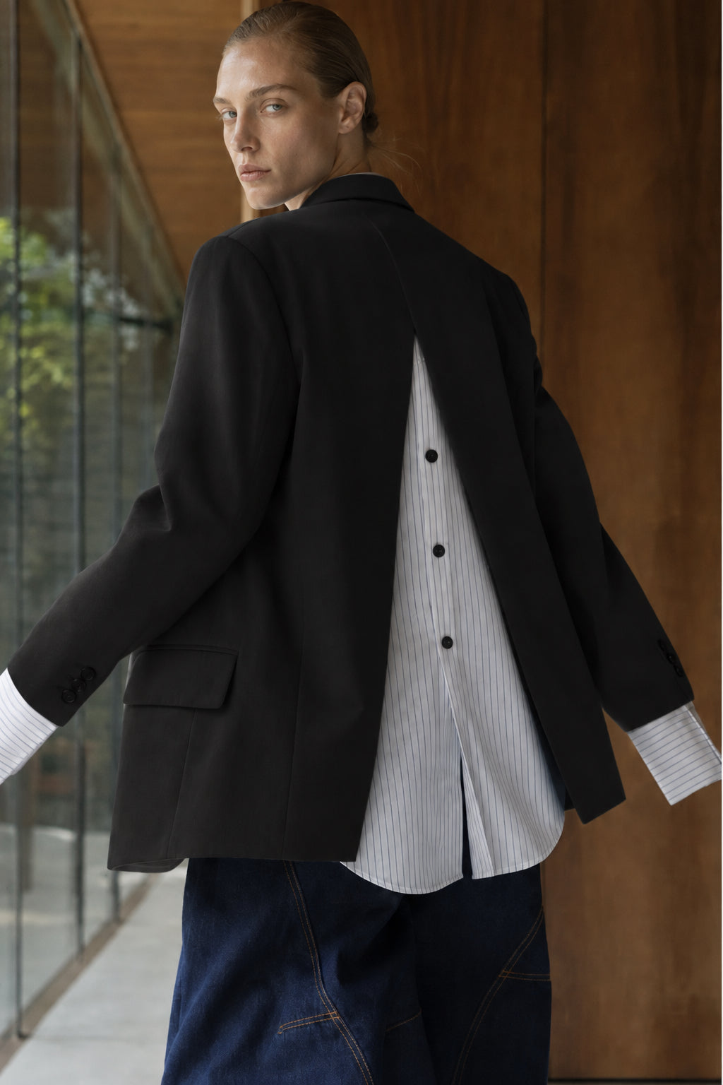 Blazer with striped cotton blend cuffs Baroc Boutique