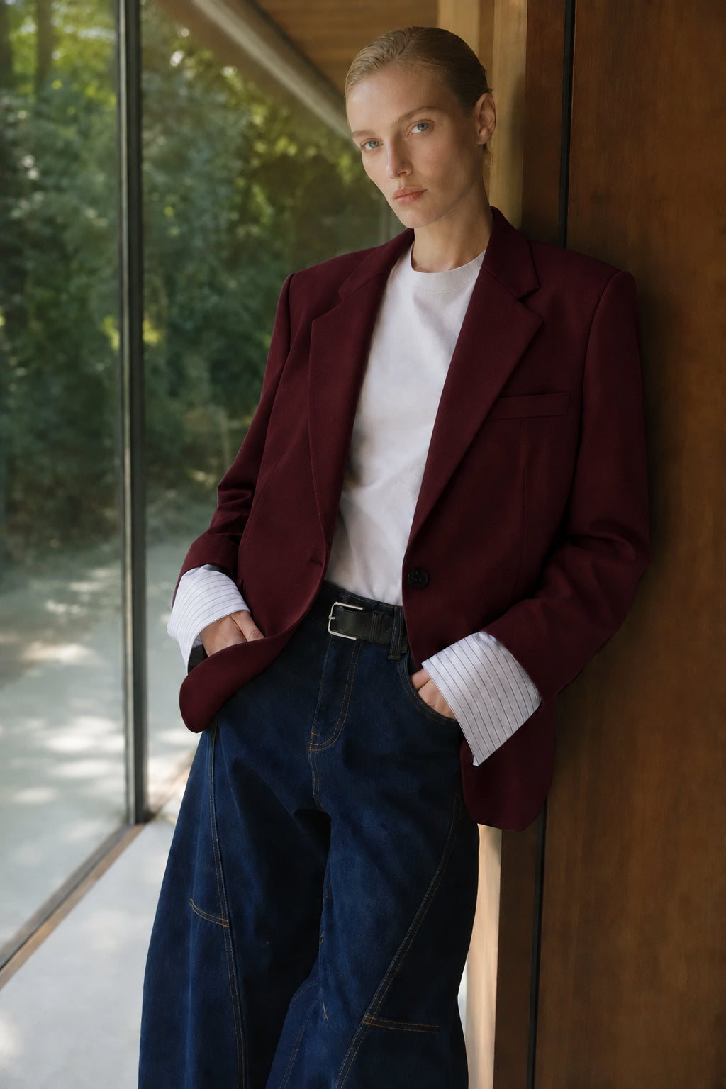 Blazer with striped cotton blend cuffs Baroc Boutique