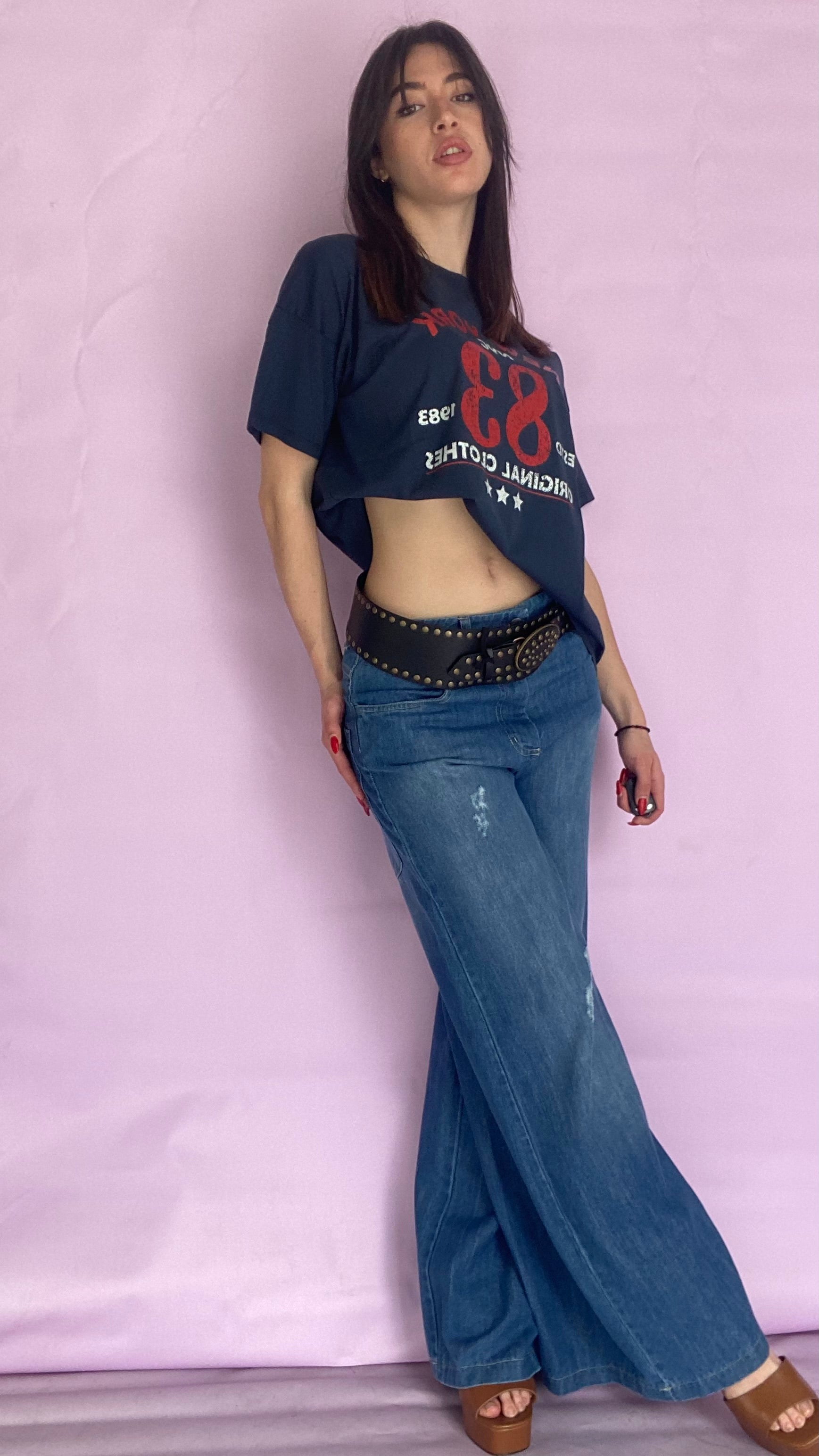 Blue high waist palazzo jean Baroc Boutique