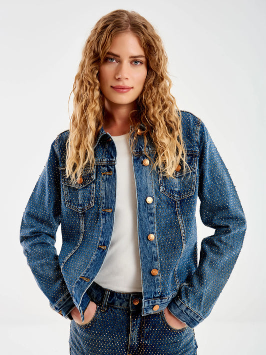 Blue jean jacket with rhinestones Baroc Boutique