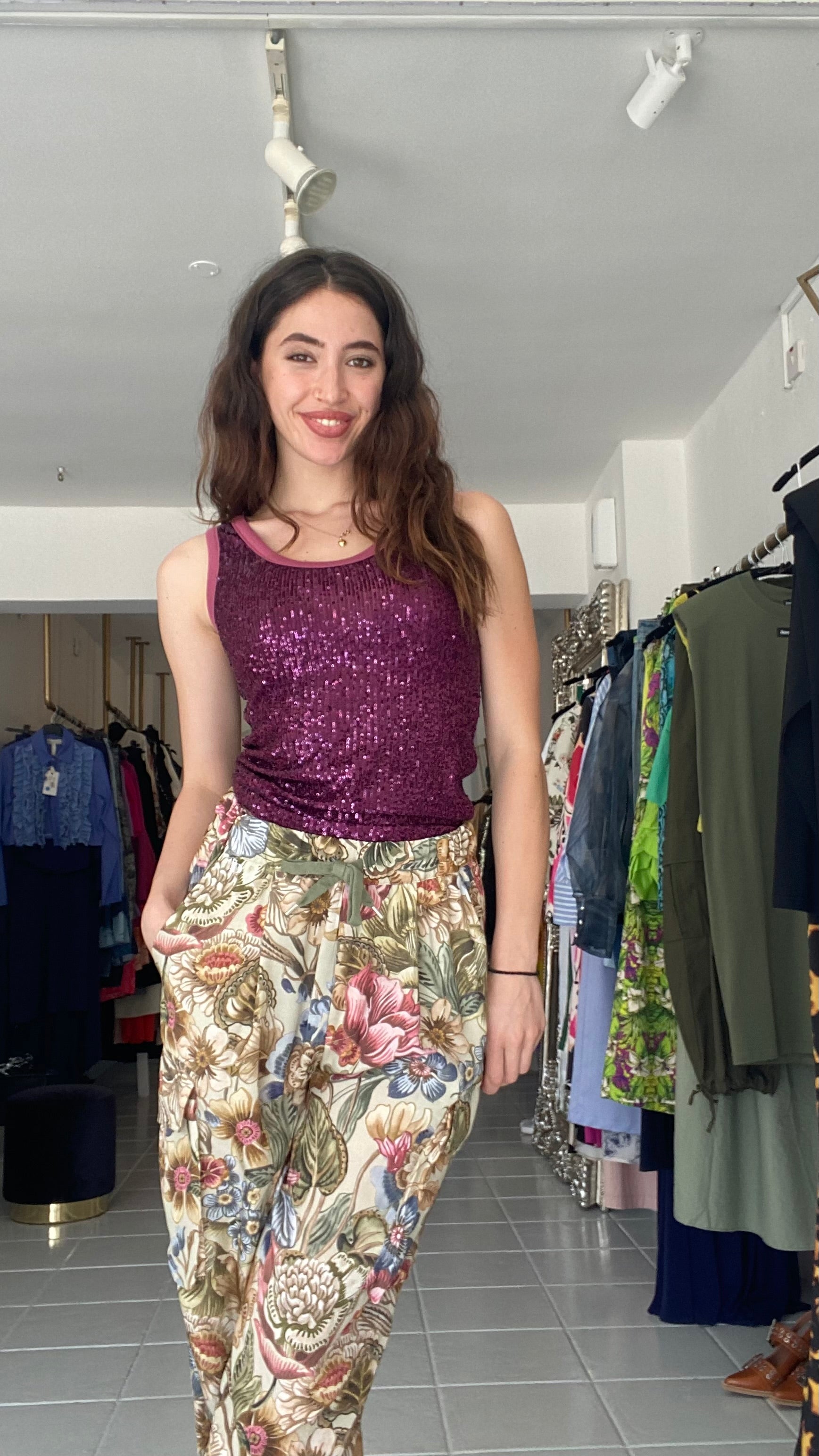 Sleeveless sequin top Baroc Boutique BORDEAUX / ONE SIZE