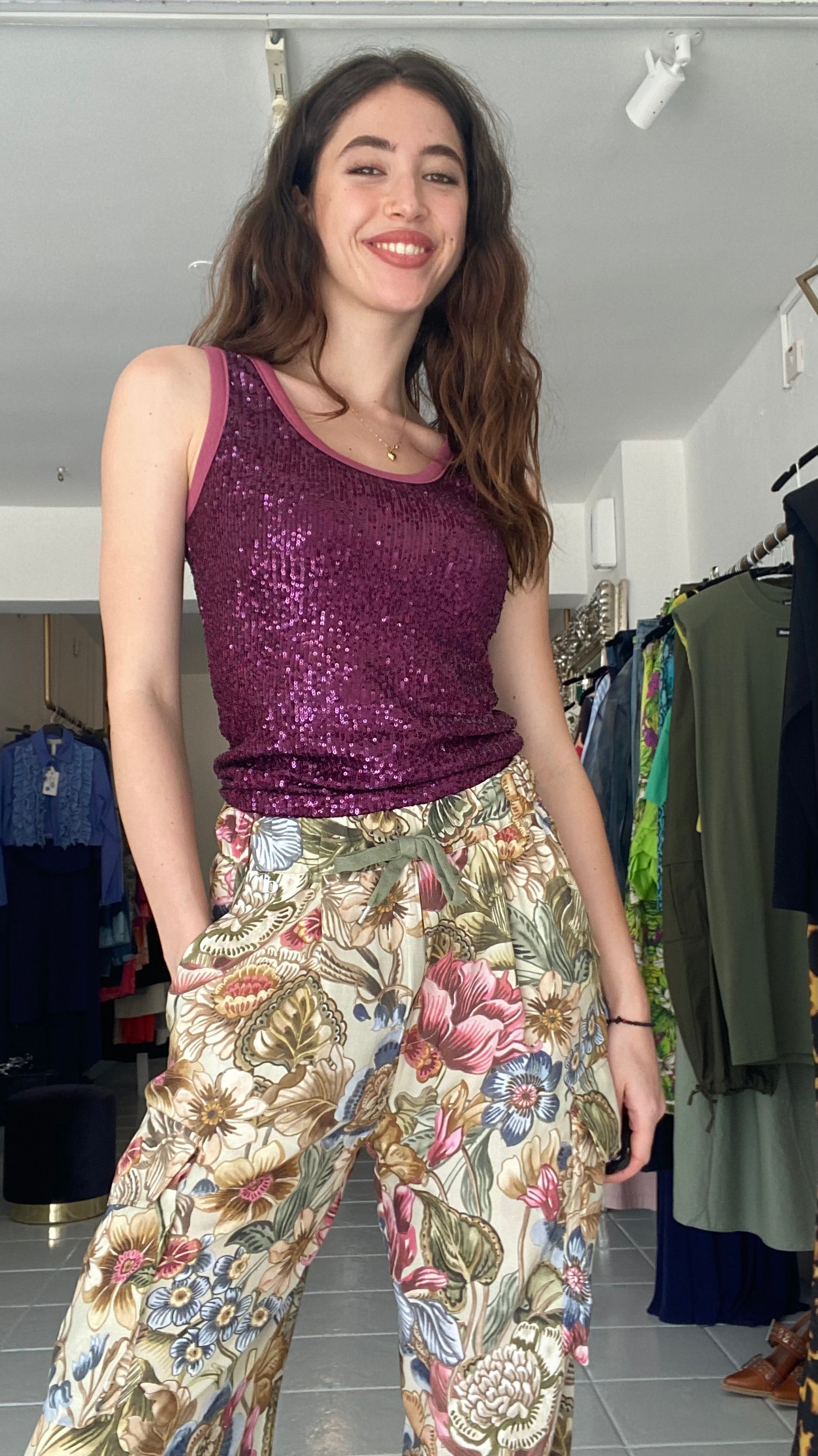 Sleeveless sequin top Baroc Boutique BORDEAUX / ONE SIZE