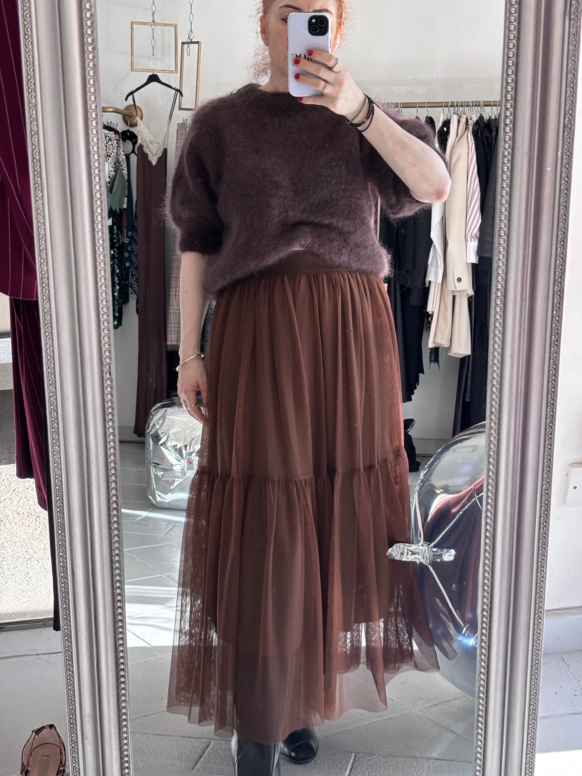 Brown High waisted tulle skirt Baroc Boutique