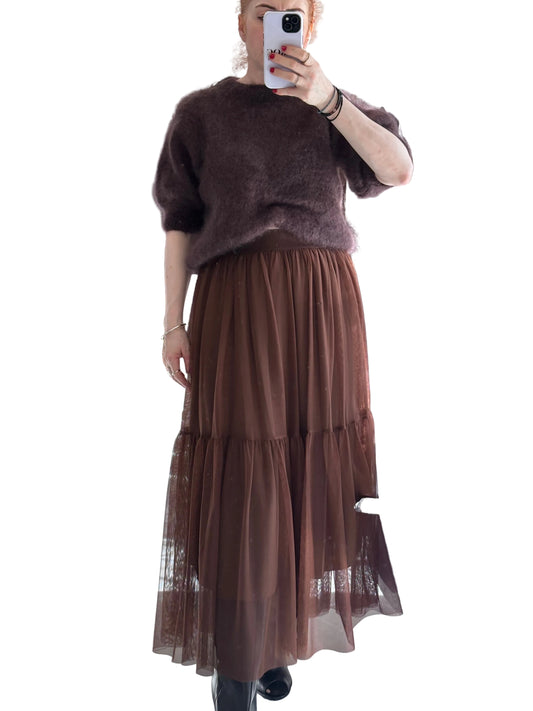 Brown High waisted tulle skirt Baroc Boutique