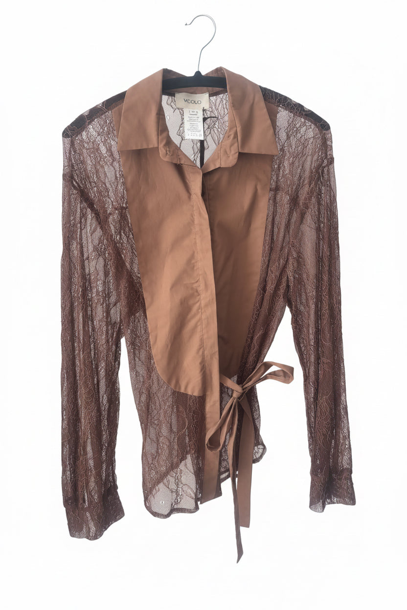 Brown lace shirt Baroc Boutique