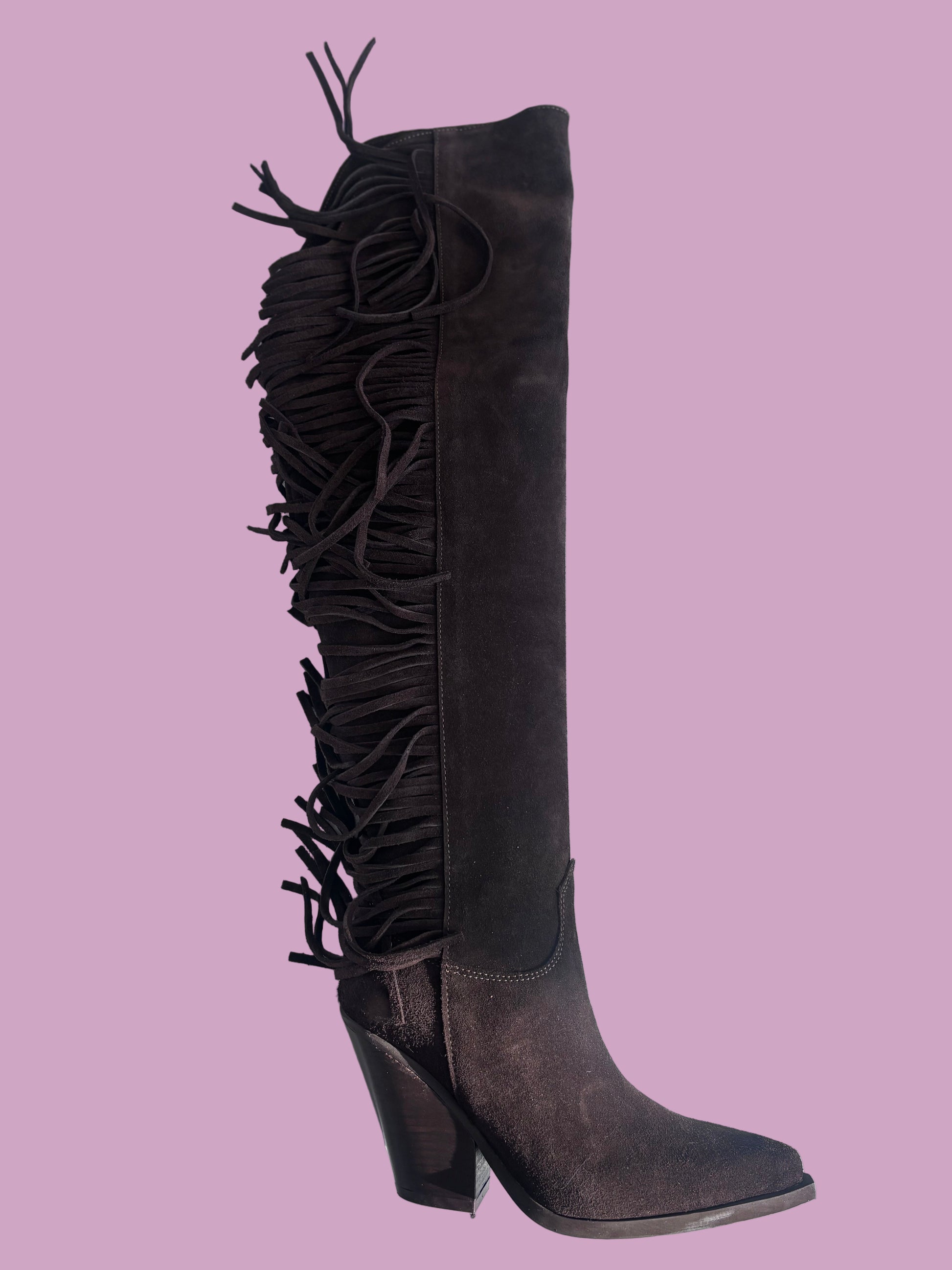 Brown nubuck cowboy boots Baroc Boutique