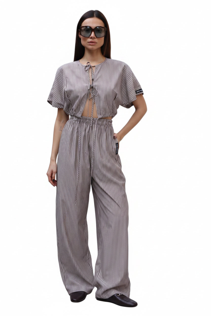 Brown striped long pants Baroc Boutique