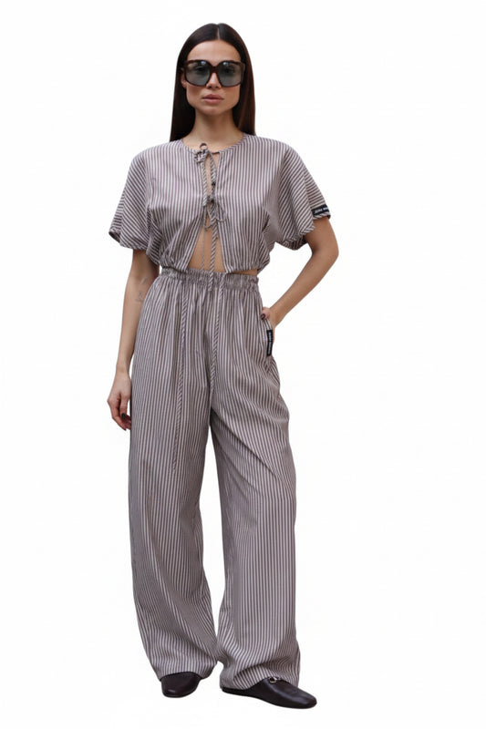Brown striped long pants Baroc Boutique