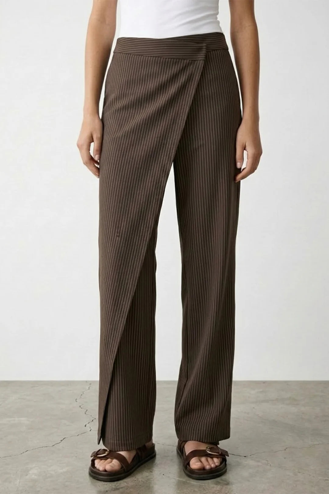 Brown striped wide leg pants Baroc Boutique
