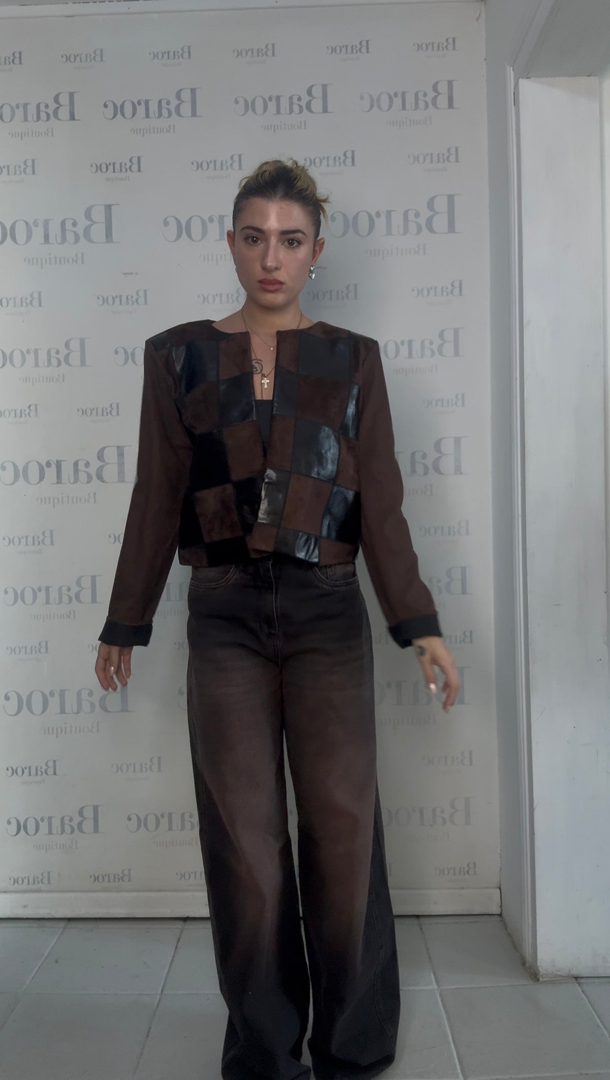Brown suede patchwork jacket Baroc Boutique