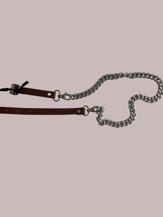 Brown thin belt with buckle Baroc Boutique