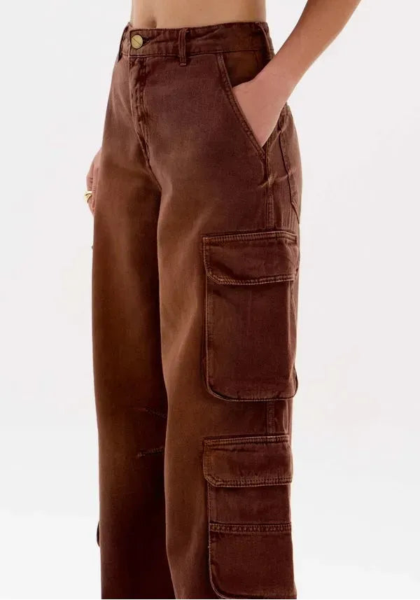 Brown washed cargo pants Baroc Boutique