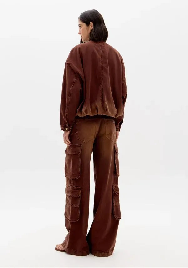 Brown washed cargo pants Baroc Boutique