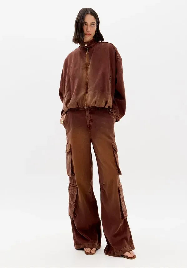 Brown washed cargo pants Baroc Boutique