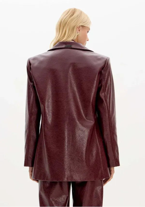 Burgundy oversized PU blazer Baroc Boutique