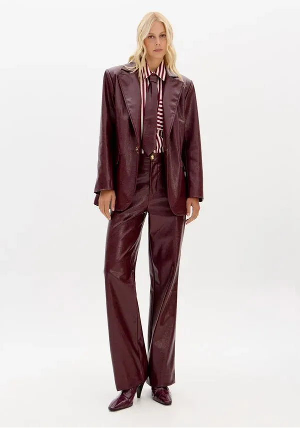 Burgundy oversized PU blazer Baroc Boutique