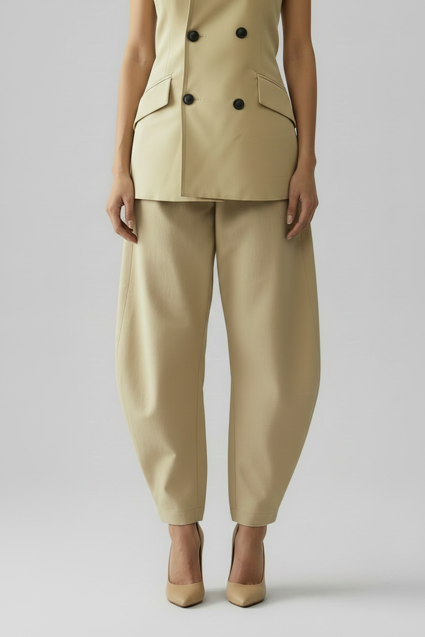 Butter yellow barrel pants Baroc Boutique