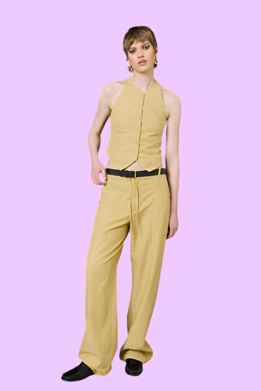 Butter yellow drawstring pants Baroc Boutique