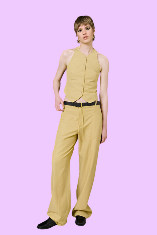 Butter yellow drawstring pants Baroc Boutique
