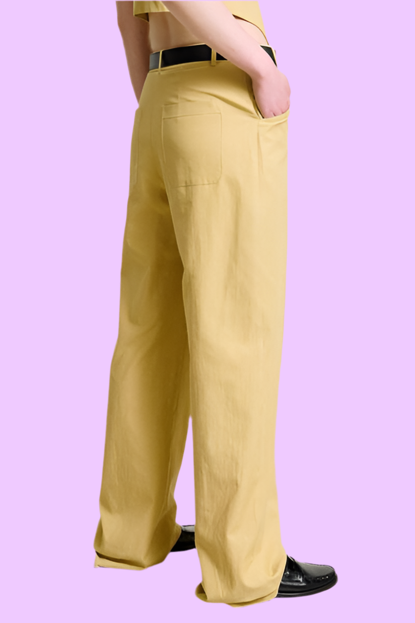 Butter yellow drawstring pants Baroc Boutique