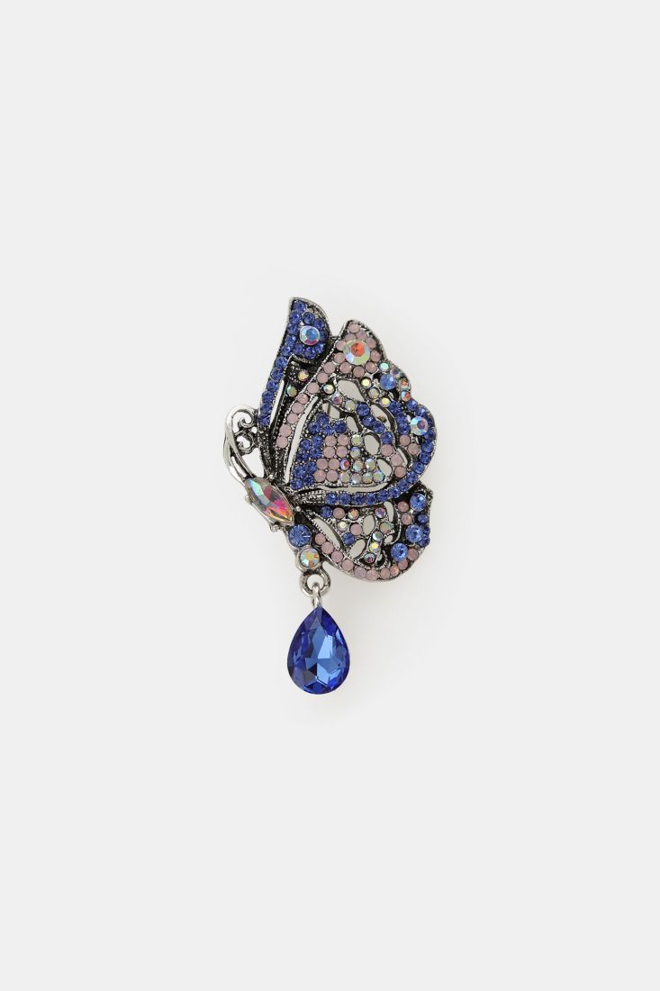 Butterfly brooch with rhinestones and drop pendant Baroc Boutique