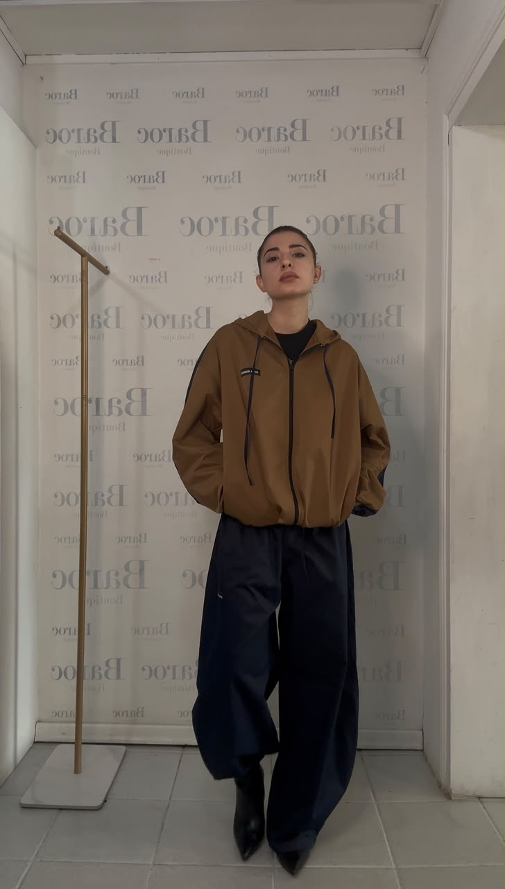 Camel long waterproof jacket Baroc Boutique