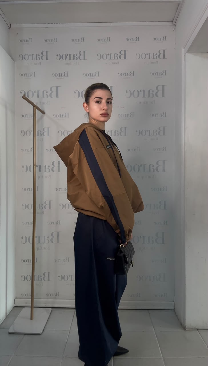 Camel long waterproof jacket Baroc Boutique