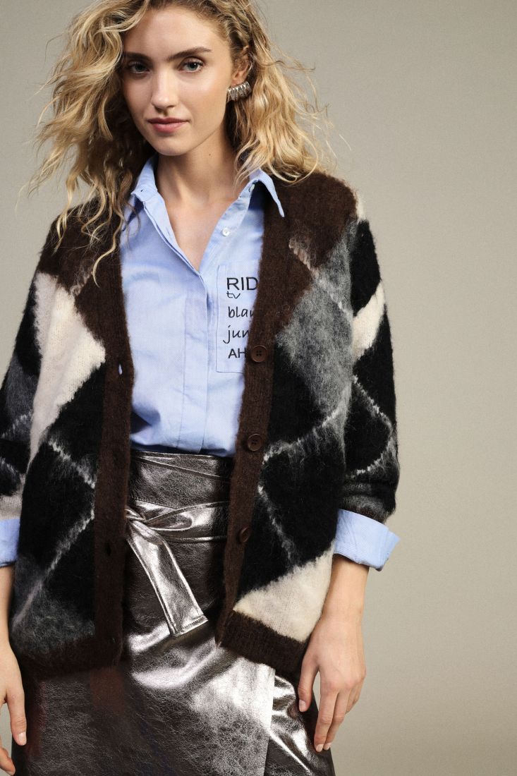 Cardigan with diamond patters, long sleeves and buttons Baroc Boutique