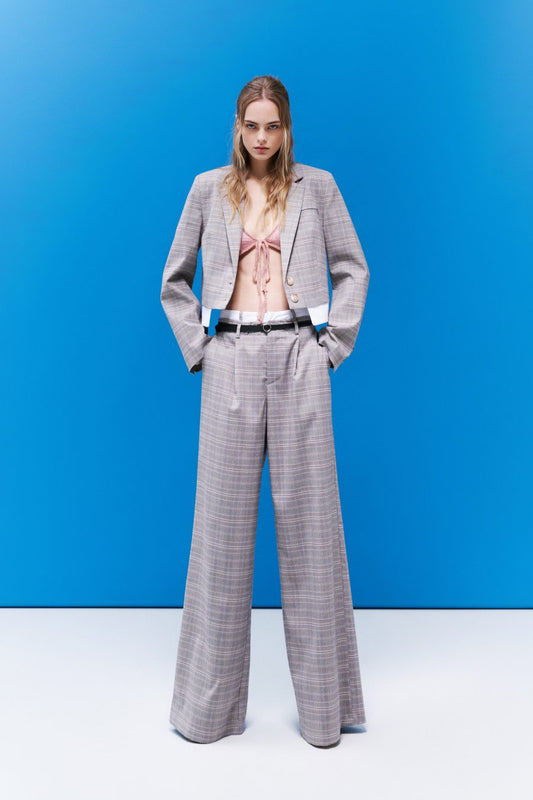 Chess Crop short blazer with lining Baroc Boutique