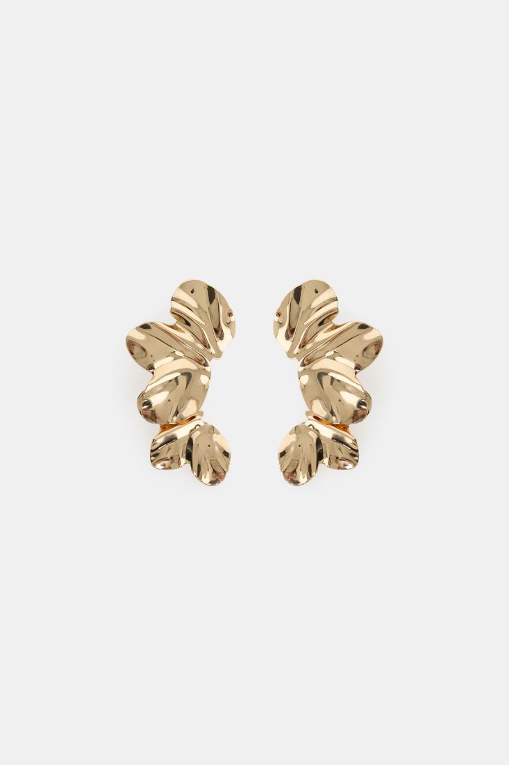 Clip earrings with satin leaf design Baroc Boutique