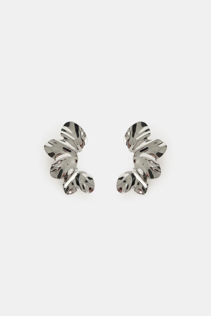 Clip earrings with satin leaf design Baroc Boutique