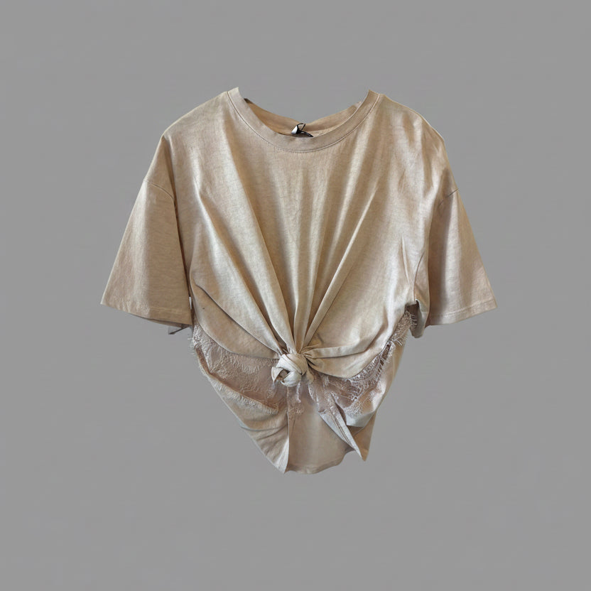 Cotton t-shirt with lace details Baroc Boutique