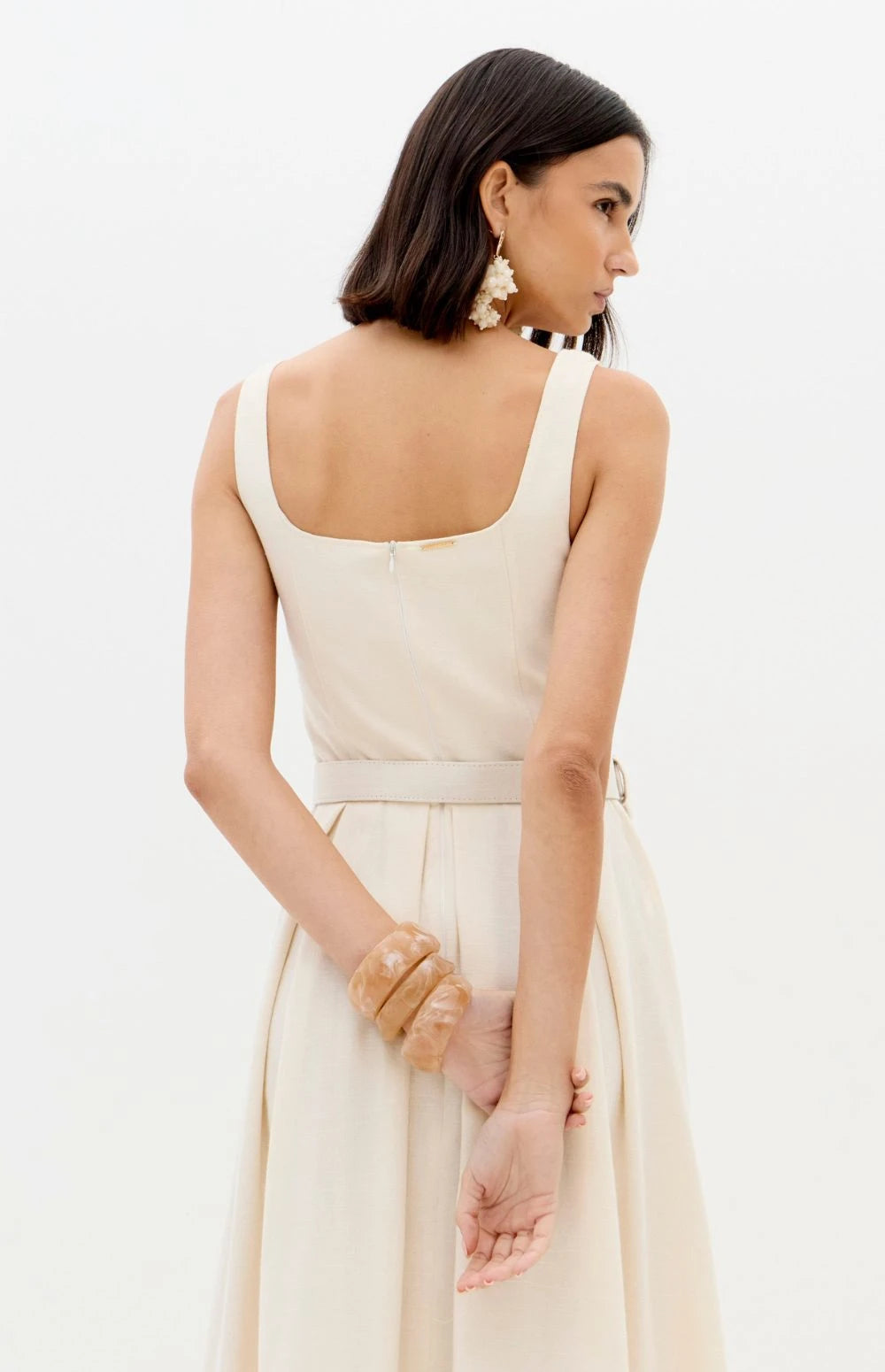 Cream lady like ankle long dress Baroc Boutique