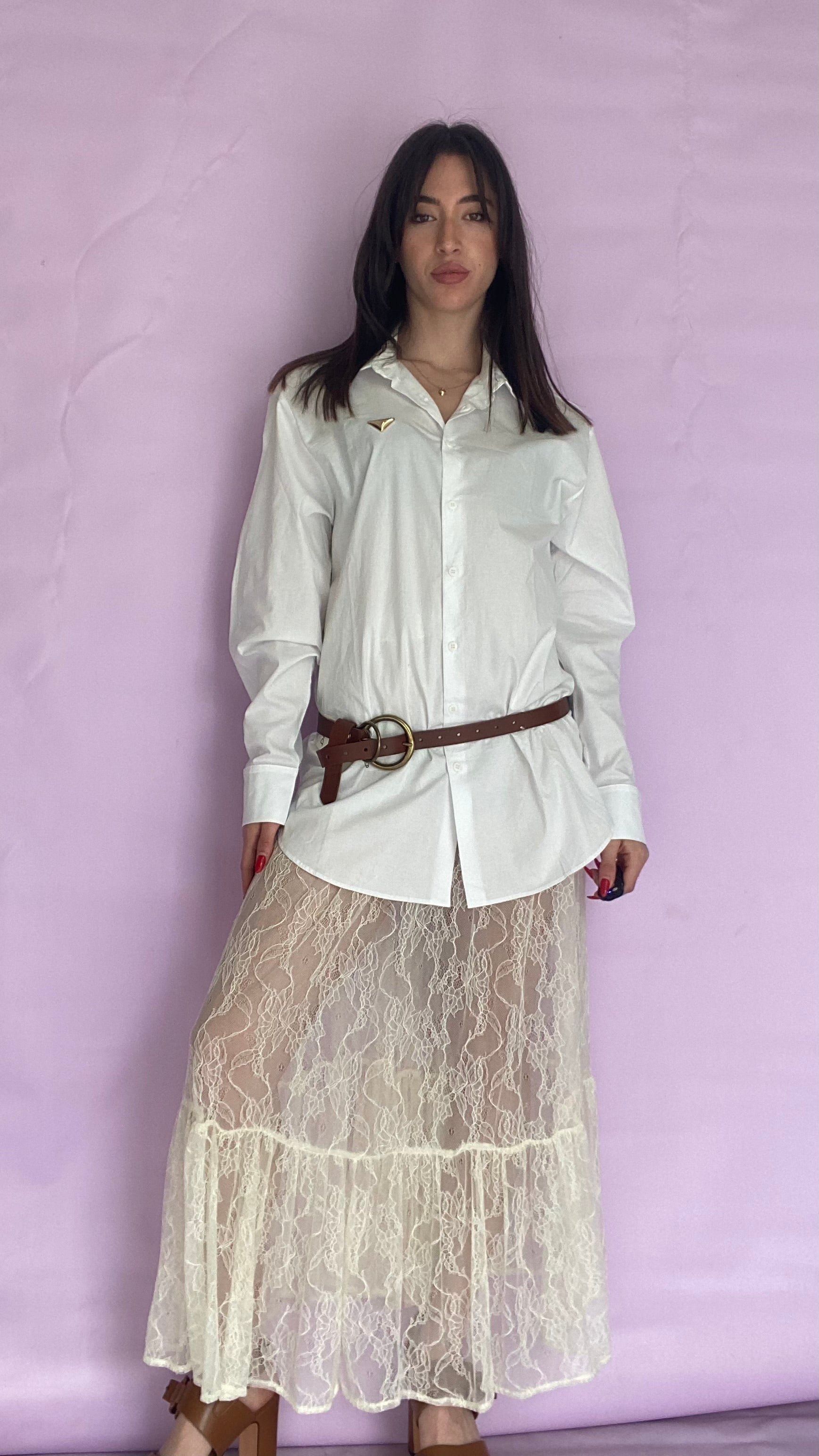 Cream long lace skirt Baroc Boutique