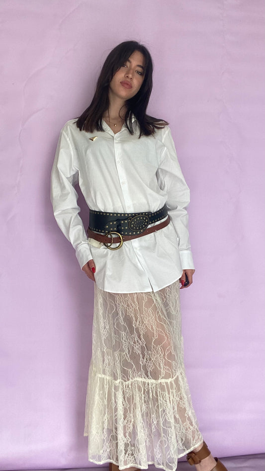 Cream long lace skirt Baroc Boutique